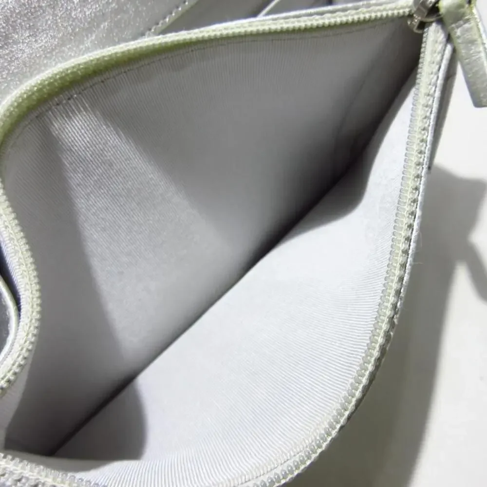 CHANEL Lambskin Quilted Wallet On Chain WOC Silver 15*